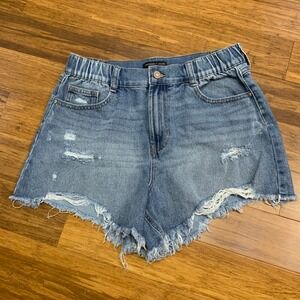 Sincerely‎ Jules Womens Denim Shorts Elastic Waist Frayed Hem Distressed Size 10